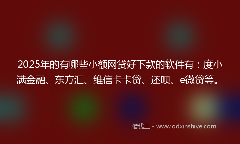 2025年的有哪些小额网贷好下款的软件有：度小满金融、东方汇、维信卡卡贷、还呗、e微贷等。