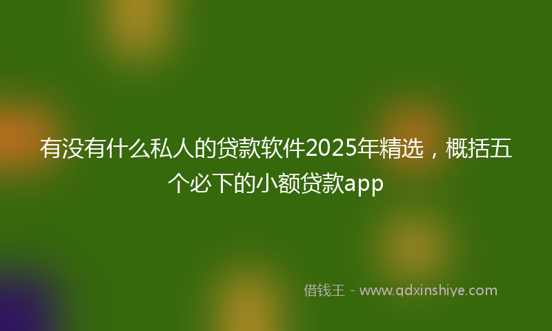 有没有什么私人的贷款软件2025年精选，概括五个必下的小额贷款app