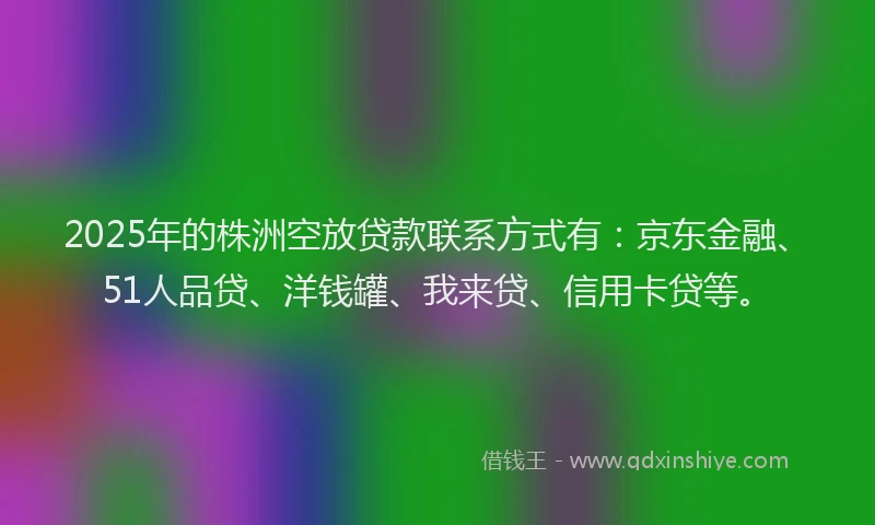 2025年的株洲空放贷款联系方式有：京东金融、51人品贷、洋钱罐、我来贷、信用卡贷等。