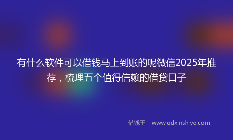 有什么软件可以借钱马上到账的呢微信2025年推荐，梳理五个值得信赖的借贷口子