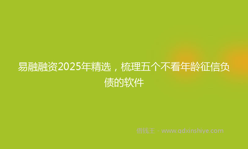 易融融资2025年精选，梳理五个不看年龄征信负债的软件