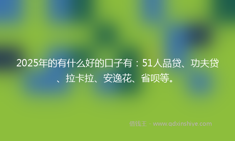2025年的有什么好的口子有：51人品贷、功夫贷、拉卡拉、安逸花、省呗等。