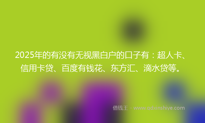 2025年的有没有无视黑白户的口子有：超人卡、信用卡贷、百度有钱花、东方汇、滴水贷等。