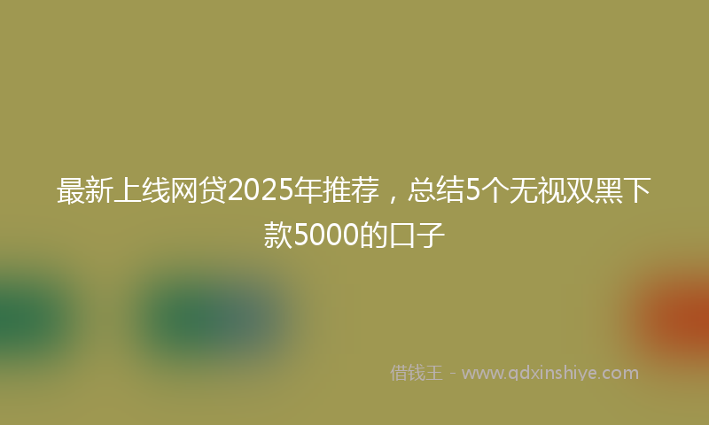 最新上线网贷2025年推荐，总结5个无视双黑下款5000的口子