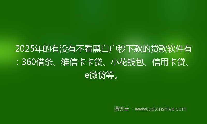 2025年的有没有不看黑白户秒下款的贷款软件有：360借条、维信卡卡贷、小花钱包、信用卡贷、e微贷等。