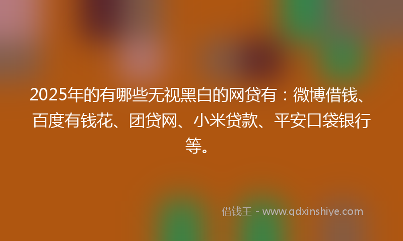 2025年的有哪些无视黑白的网贷有：微博借钱、百度有钱花、团贷网、小米贷款、平安口袋银行等。