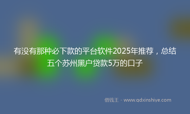 有没有那种必下款的平台软件2025年推荐，总结五个苏州黑户贷款5万的口子