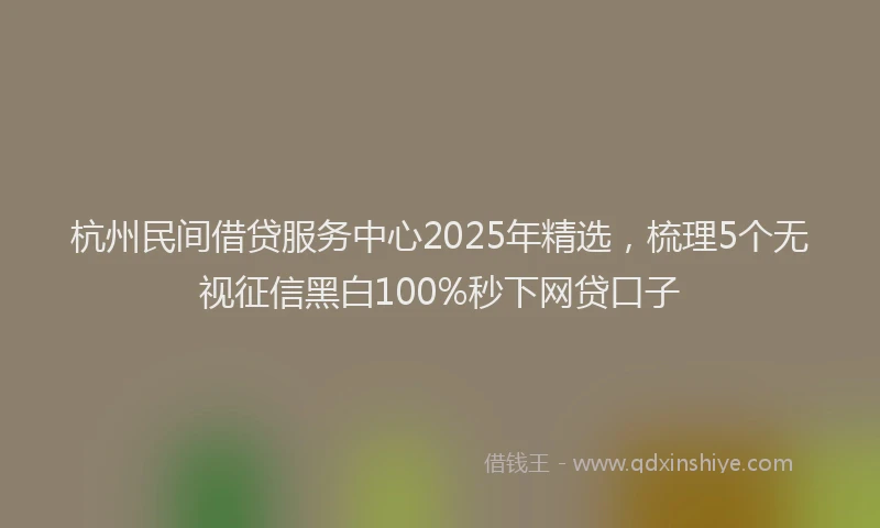 杭州民间借贷服务中心2025年精选，梳理5个无视征信黑白100%秒下网贷口子