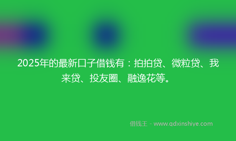 2025年的最新口子借钱有：拍拍贷、微粒贷、我来贷、投友圈、融逸花等。