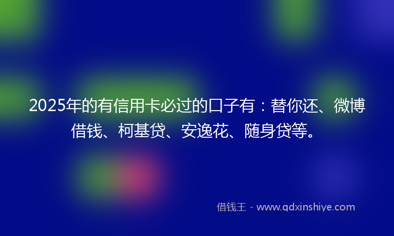 2025年的有信用卡必过的口子有：替你还、微博借钱、柯基贷、安逸花、随身贷等。