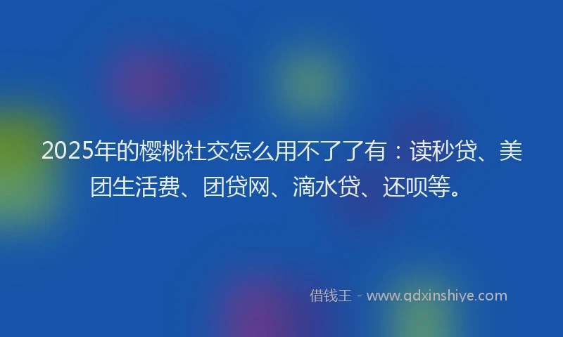 2025年的樱桃社交怎么用不了了有：读秒贷、美团生活费、团贷网、滴水贷、还呗等。