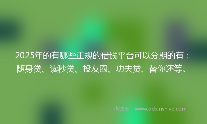 2025年的有哪些正规的借钱平台可以分期的有：随身贷、读秒贷、投友圈、功夫贷、替你还等。