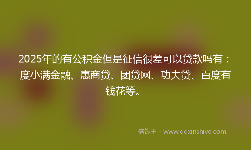 2025年的有公积金但是征信很差可以贷款吗有：度小满金融、惠商贷、团贷网、功夫贷、百度有钱花等。