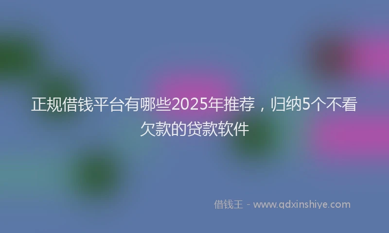 正规借钱平台有哪些2025年推荐，归纳5个不看欠款的贷款软件