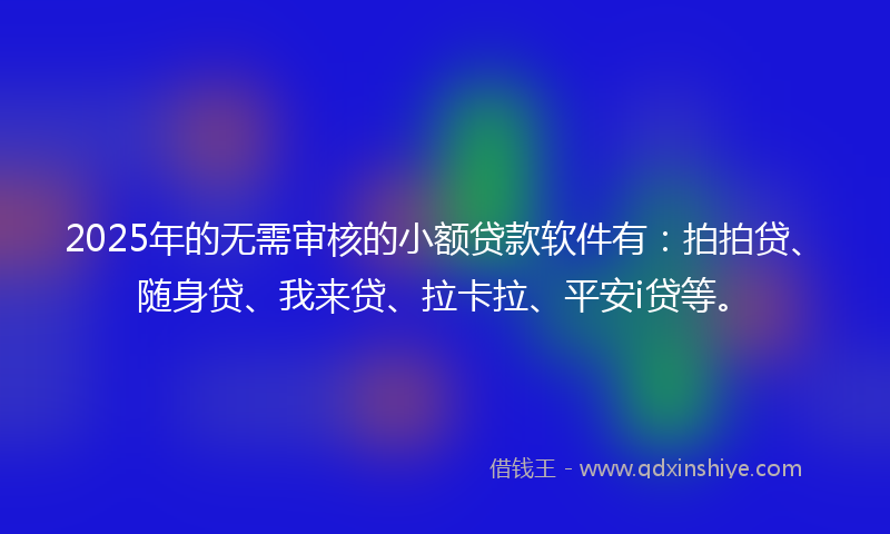 2025年的无需审核的小额贷款软件有：拍拍贷、随身贷、我来贷、拉卡拉、平安i贷等。