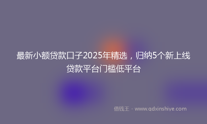 最新小额贷款口子2025年精选，归纳5个新上线贷款平台门槛低平台