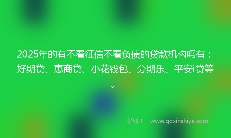 2025年的有不看征信不看负债的贷款机构吗有：好期贷、惠商贷、小花钱包、分期乐、平安i贷等。