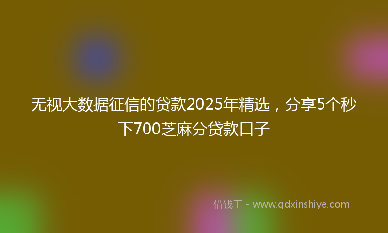无视大数据征信的贷款2025年精选，分享5个秒下700芝麻分贷款口子