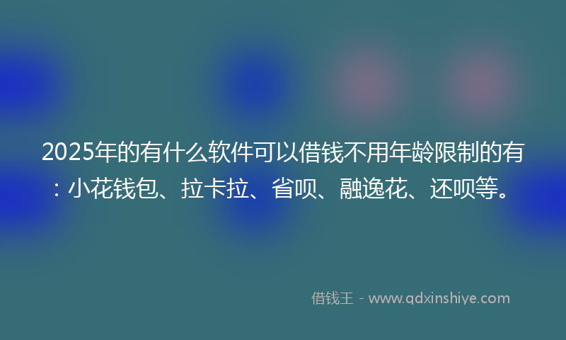 2025年的有什么软件可以借钱不用年龄限制的有：小花钱包、拉卡拉、省呗、融逸花、还呗等。