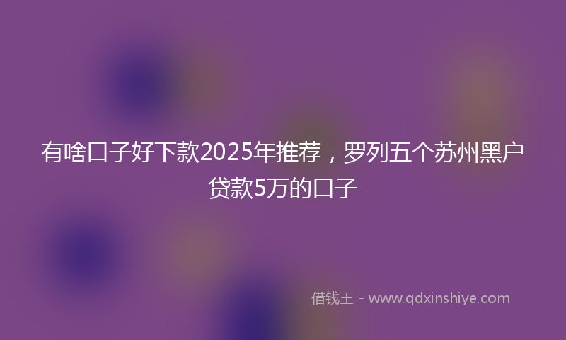 有啥口子好下款2025年推荐，罗列五个苏州黑户贷款5万的口子