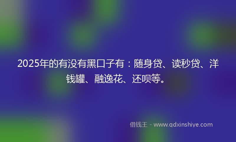 2025年的有没有黑口子有：随身贷、读秒贷、洋钱罐、融逸花、还呗等。