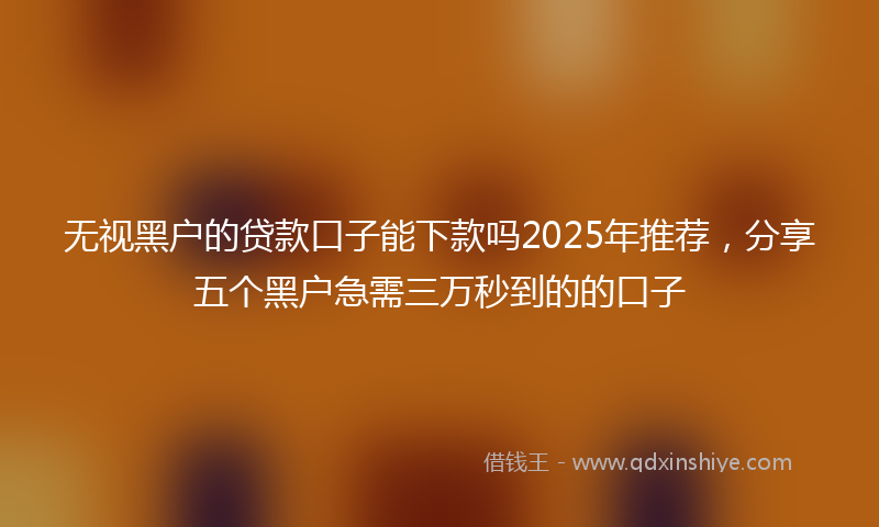 无视黑户的贷款口子能下款吗2025年推荐，分享五个黑户急需三万秒到的的口子