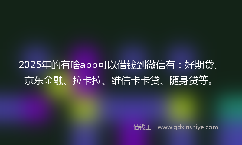2025年的有啥app可以借钱到微信有：好期贷、京东金融、拉卡拉、维信卡卡贷、随身贷等。