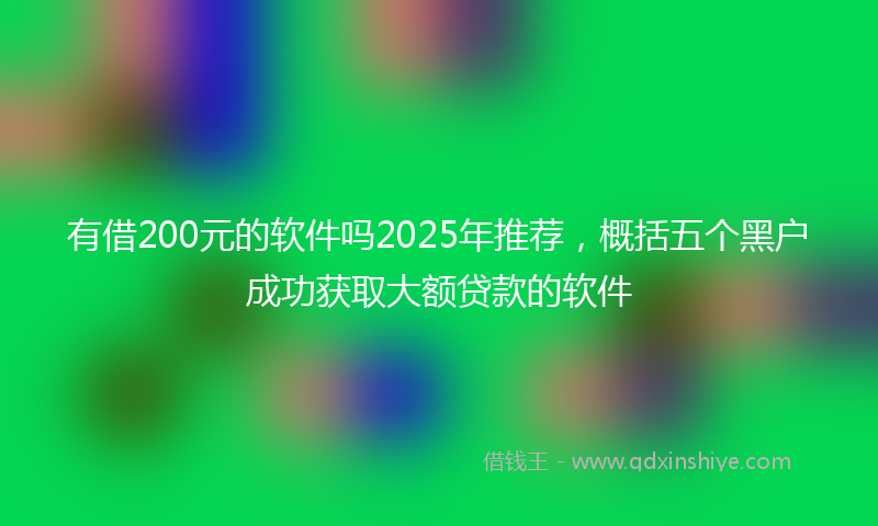有借200元的软件吗2025年推荐，概括五个黑户成功获取大额贷款的软件