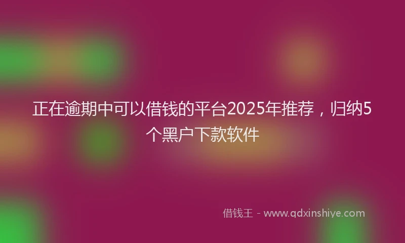 正在逾期中可以借钱的平台2025年推荐，归纳5个黑户下款软件