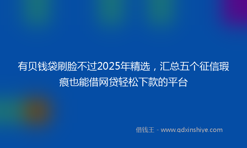 有贝钱袋刷脸不过2025年精选，汇总五个征信瑕疵也能借网贷轻松下款的平台