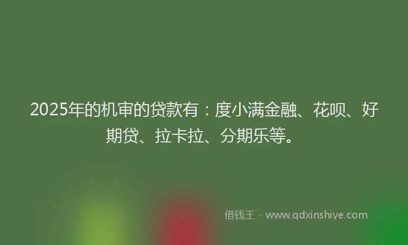 2025年的机审的贷款有：度小满金融、花呗、好期贷、拉卡拉、分期乐等。