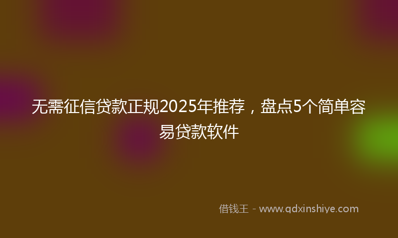 无需征信贷款正规2025年推荐，盘点5个简单容易贷款软件