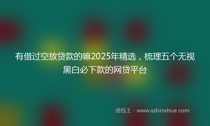 有借过空放贷款的嘛2025年精选，梳理五个无视黑白必下款的网贷平台