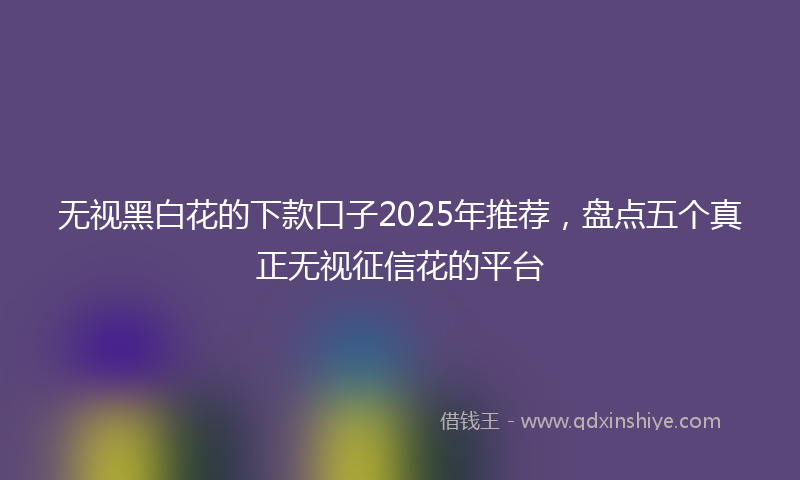 无视黑白花的下款口子2025年推荐，盘点五个真正无视征信花的平台