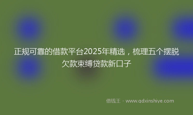 正规可靠的借款平台2025年精选，梳理五个摆脱欠款束缚贷款新口子