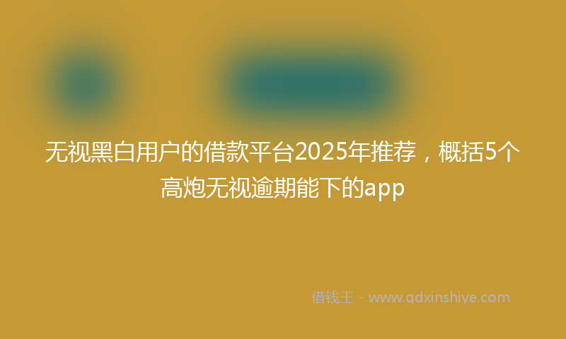 无视黑白用户的借款平台2025年推荐，概括5个高炮无视逾期能下的app