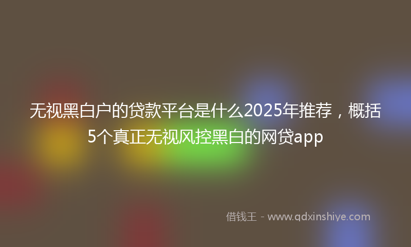 无视黑白户的贷款平台是什么2025年推荐，概括5个真正无视风控黑白的网贷app