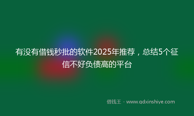 有没有借钱秒批的软件2025年推荐，总结5个征信不好负债高的平台