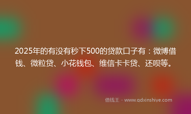 2025年的有没有秒下500的贷款口子有：微博借钱、微粒贷、小花钱包、维信卡卡贷、还呗等。