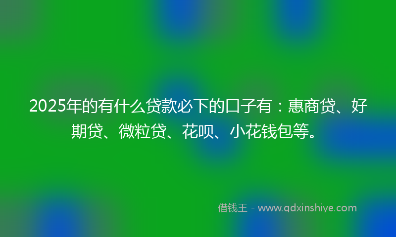 2025年的有什么贷款必下的口子有：惠商贷、好期贷、微粒贷、花呗、小花钱包等。