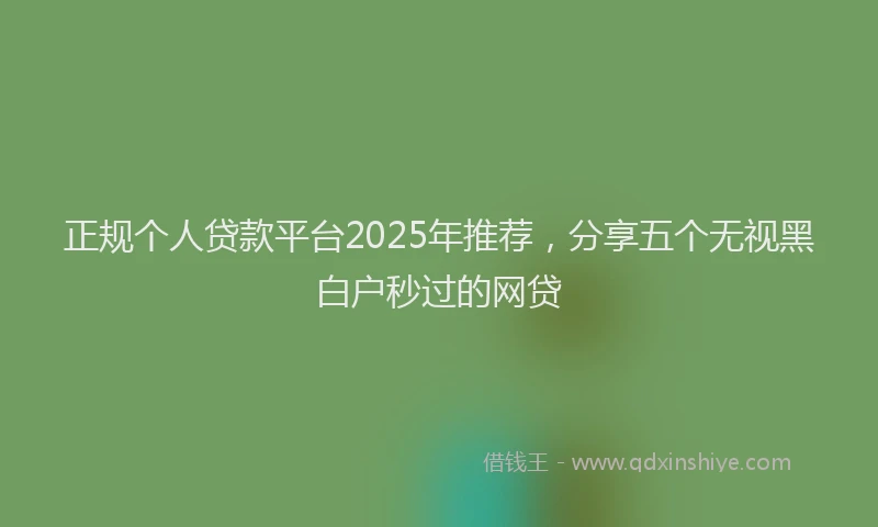 正规个人贷款平台2025年推荐，分享五个无视黑白户秒过的网贷