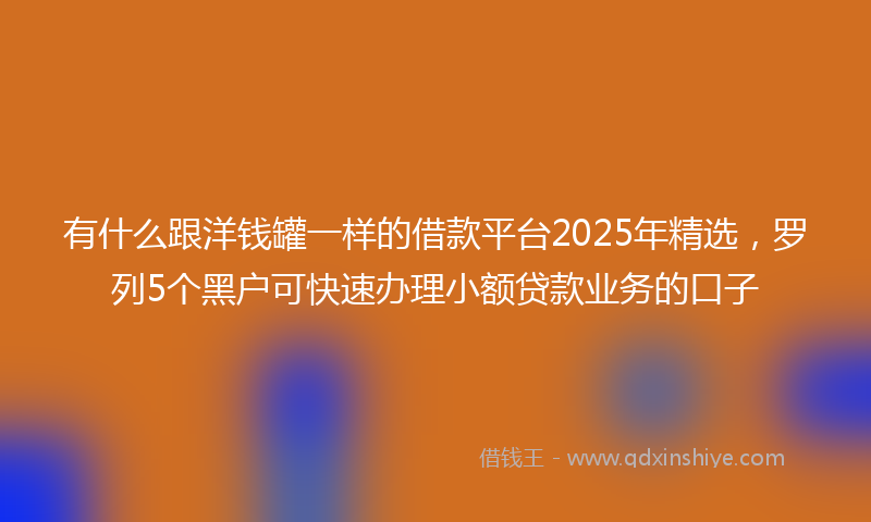 有什么跟洋钱罐一样的借款平台2025年精选，罗列5个黑户可快速办理小额贷款业务的口子