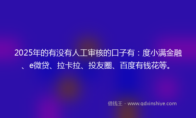 2025年的有没有人工审核的口子有：度小满金融、e微贷、拉卡拉、投友圈、百度有钱花等。