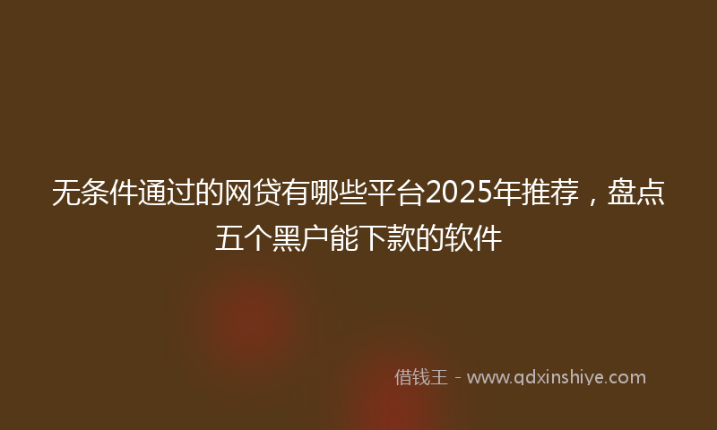 无条件通过的网贷有哪些平台2025年推荐，盘点五个黑户能下款的软件