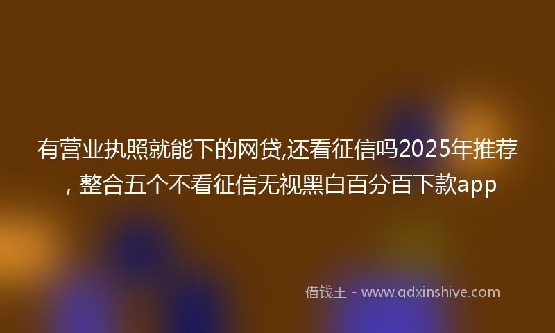 有营业执照就能下的网贷,还看征信吗2025年推荐，整合五个不看征信无视黑白百分百下款app