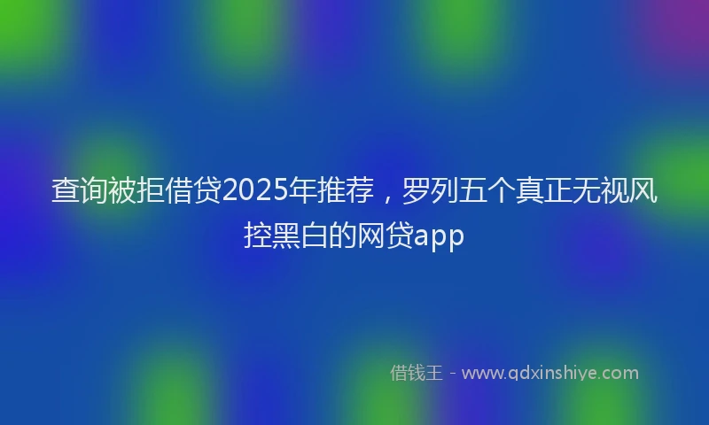 查询被拒借贷2025年推荐，罗列五个真正无视风控黑白的网贷app