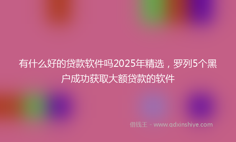 有什么好的贷款软件吗2025年精选，罗列5个黑户成功获取大额贷款的软件