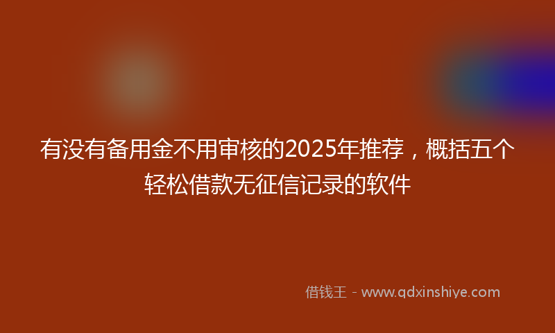 有没有备用金不用审核的2025年推荐，概括五个轻松借款无征信记录的软件