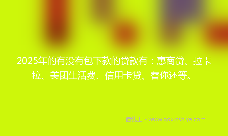2025年的有没有包下款的贷款有：惠商贷、拉卡拉、美团生活费、信用卡贷、替你还等。