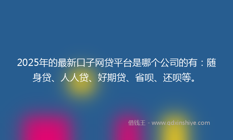 2025年的最新口子网贷平台是哪个公司的有：随身贷、人人贷、好期贷、省呗、还呗等。